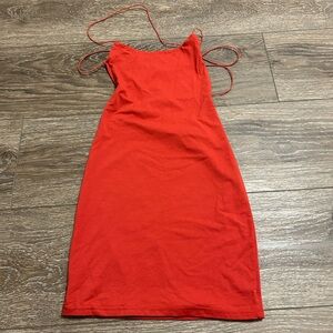 Tiger Mist Red Spaghetti Strap Mini Sundress
